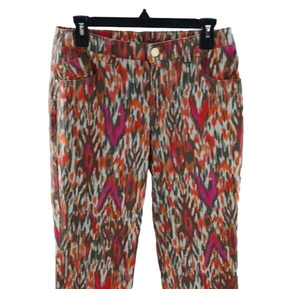 Chico's Black Label Womens Size 4 Multicolor Ikat Print Jeans Slim Fit Stretch - Picture 2 of 6